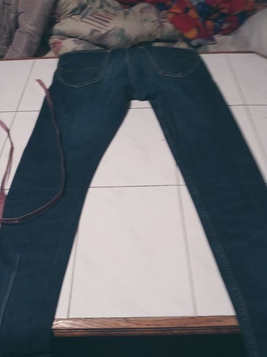 Jeansy granat slim 34\34 Lee proste rurki