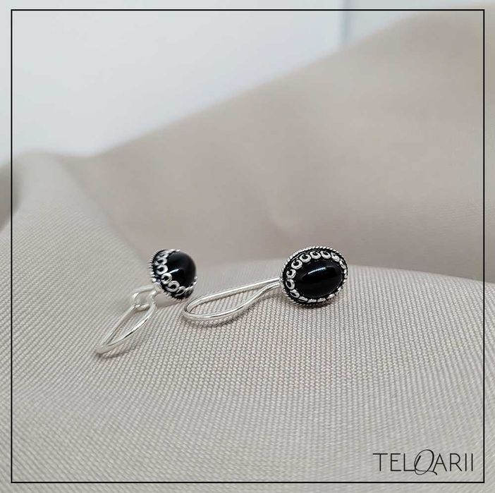 Orientalne kolczyki HASYR z onyksem – Srebro 925