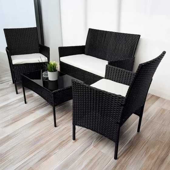 Nowoczesne Meble Ogrodowe Technorattan Sofa Fotele Stolik na Taras Balkon Ogród + Poduszki