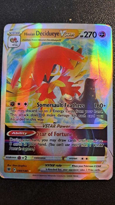 Carta Pokemon Hisuian Decidueye Vstar HP 270. Nova