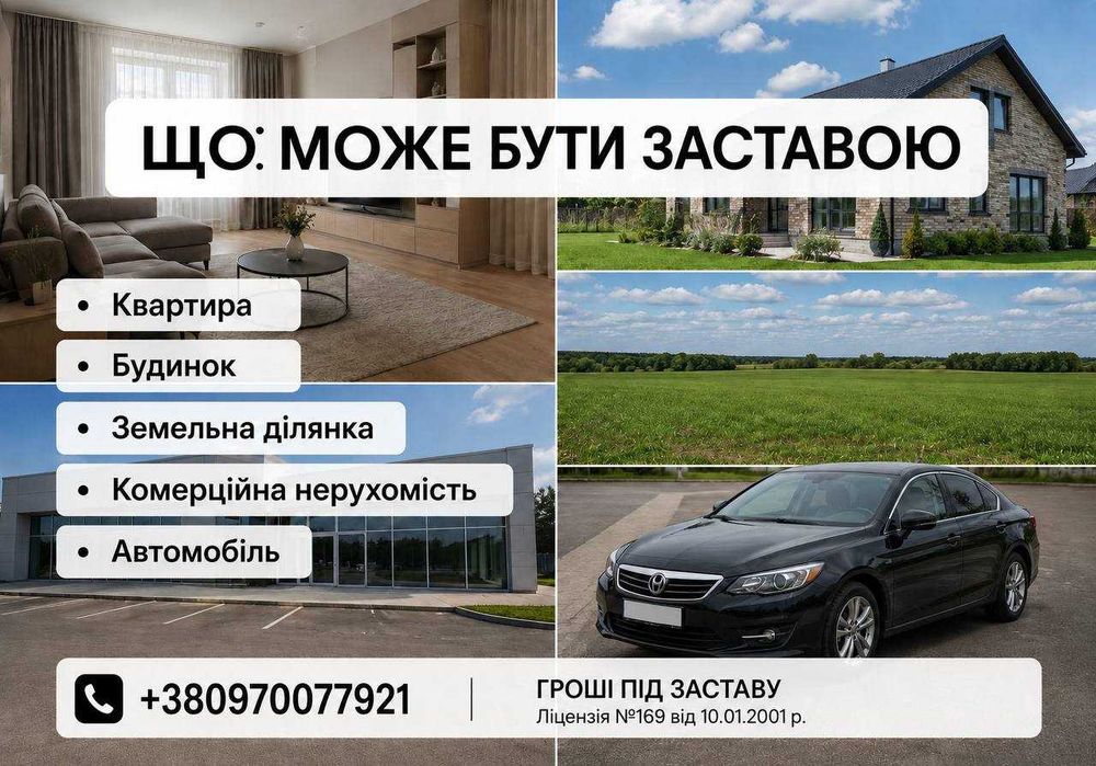 Кредит, гроші під заставу | Вигідні умови | Від 3% | 10 років досвіду