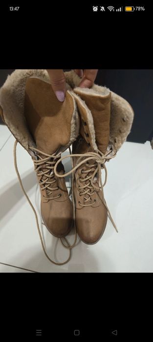 Lasocki beżowo brązowe trzewiki zimowe damskie rozm 38