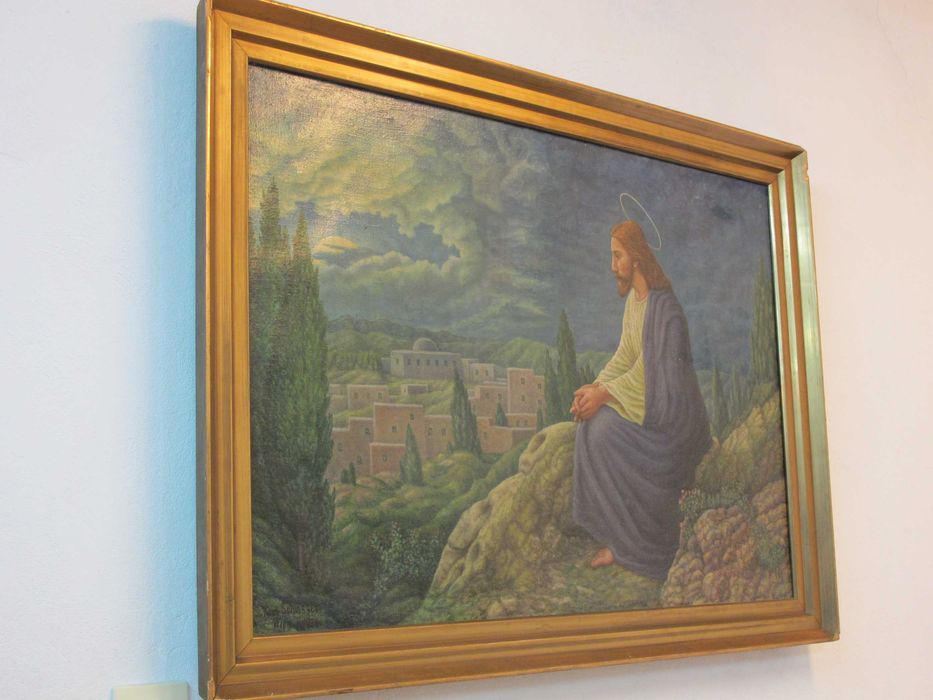 Obraz olejny 103x77 na płótnie Jezus w Ogrójcu Karl Schlooser 1936 r.