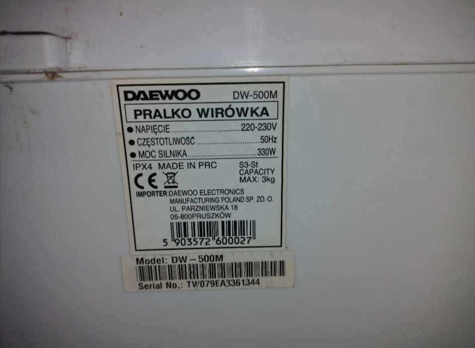 Daewoo pralka wirówka dm500m