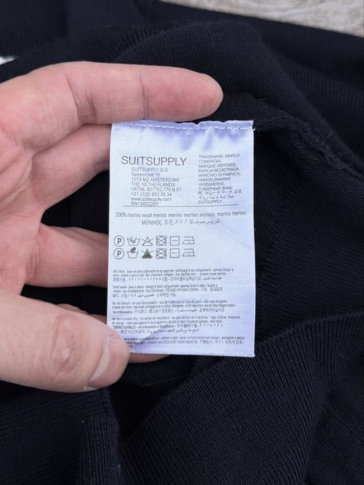 Granatowy, wełniany, rozpinany sweter z golfem Suitsupply, rozmiar M