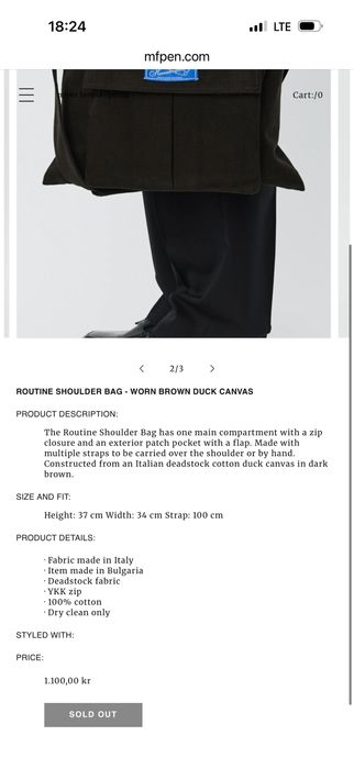 mfpen routine shoulder bag нова сумка  acne studios our legacy cos apc norse projects
