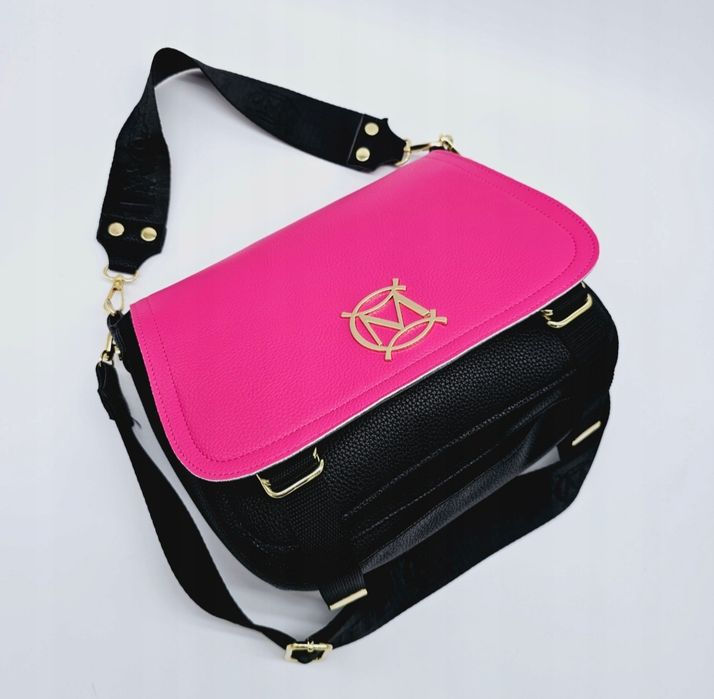 Torebka listonoszka z klapką Massimo Contti skóra ekologiczna czarna