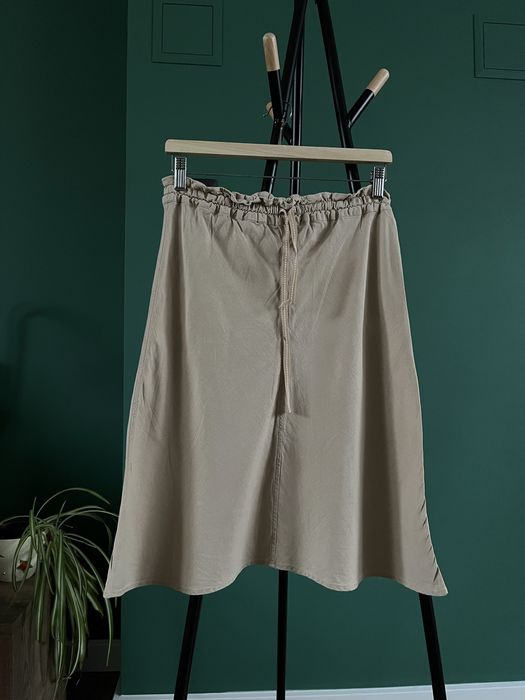 Spódnica mini midi maxi beidge beż Brown brązowa lniana len linen H&M