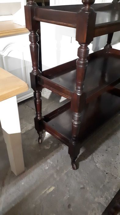 Etazerka pomocnik pólki barek drewniana na kółkach antyk FV DOWÓZ