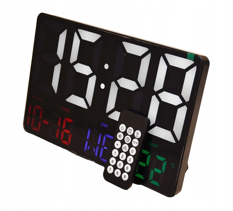 Zegar Cyfrowy Ścienny Biurkowy LCD Data Temperatura Alarm Budzik 24H