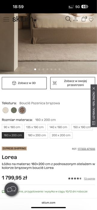 Łóżko z pojemnikiem SKLUM LOREA