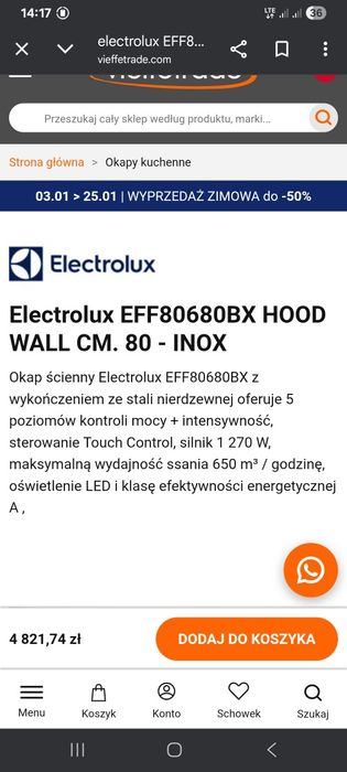 Okap Electrolux EEF80680BX Inox