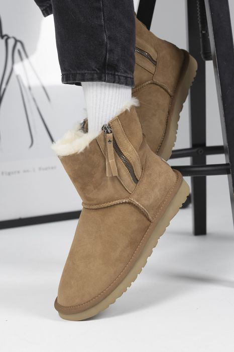 Акційна ціна! Уггі UGG Zip Mini Chestnut premium | Угги натуральные жіночі