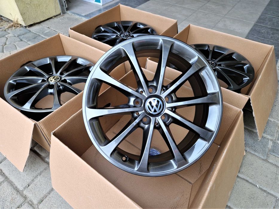 Alufelgi 17 5x112 VW Golf Passat Touran Jetta Caddy T-Roc Chrom Shadow ! 728#