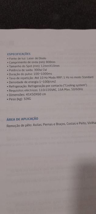 Maquina para depilacao a laser