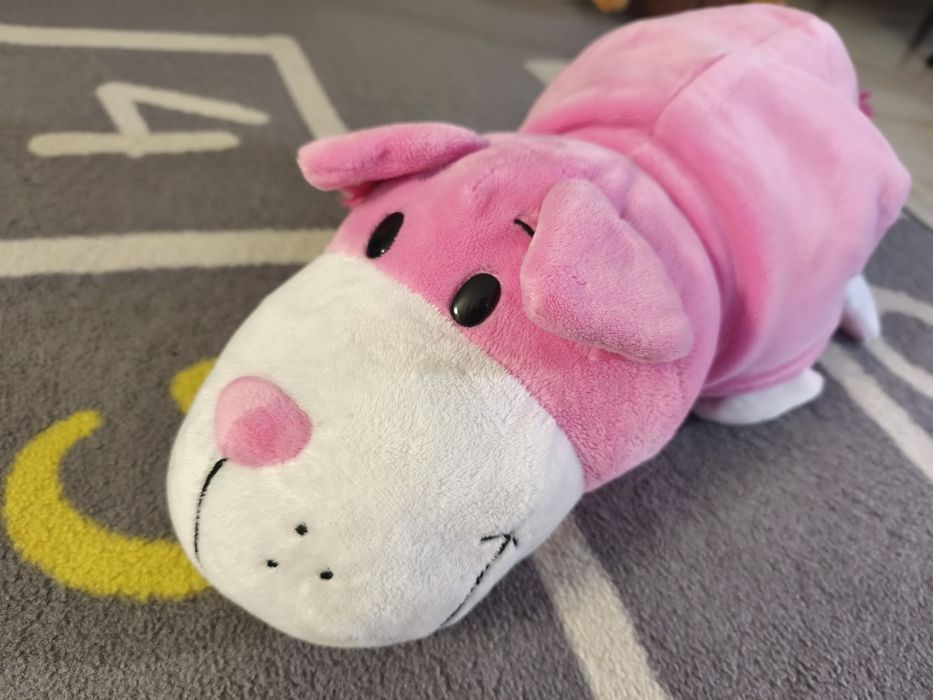 Peluche reversível rosa/cinza