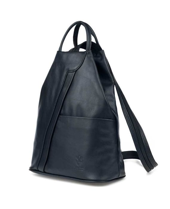 Plecak skórzany granat damski włoski na ramię torebka skóra Vera Pelle