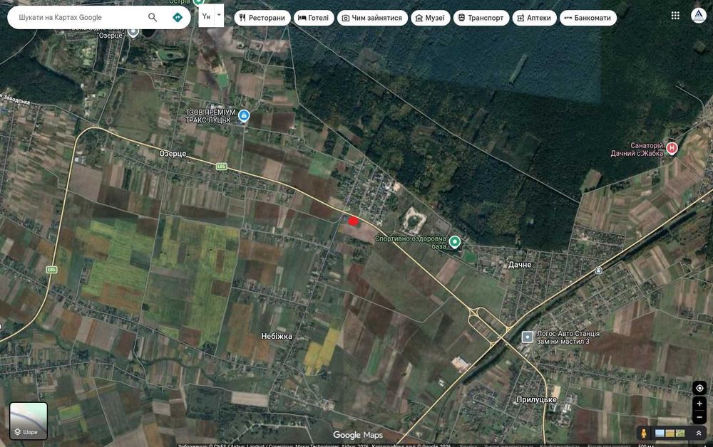 Продам фасадну земельну ділянку у с. Озерце, загальною площею 0,4435 га