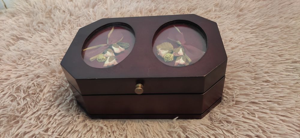 szkatulka pudelko pojemnik  vintage PRL retro 20x7x14