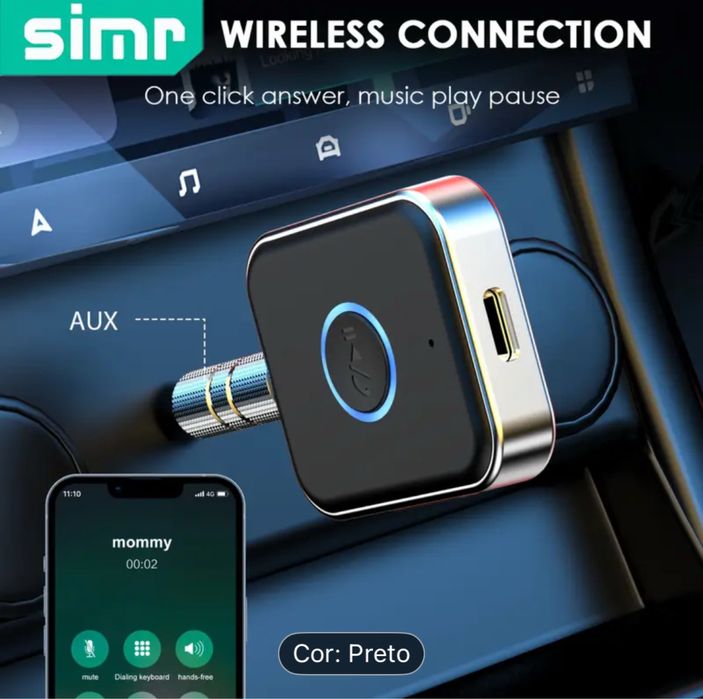 Adaptador AUX Portátil Mãos-Livres para Carro