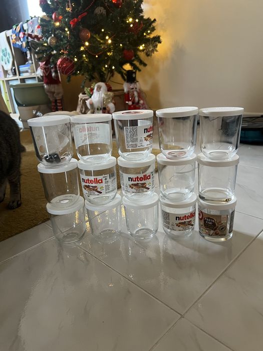 Lote de frascos de Nutella em vidro com tampa