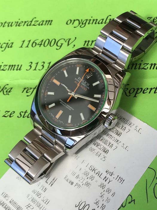 Rolex Milgauss Green sapphire.