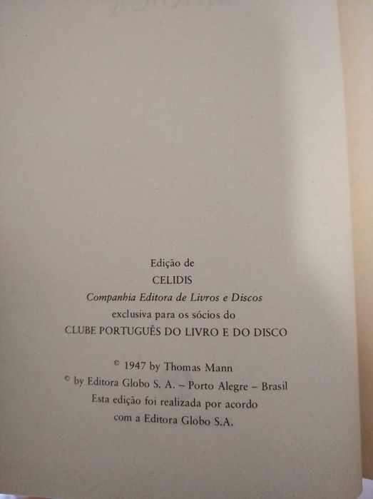 Livro A Montanha Mágica de Thomas Mann - 1947