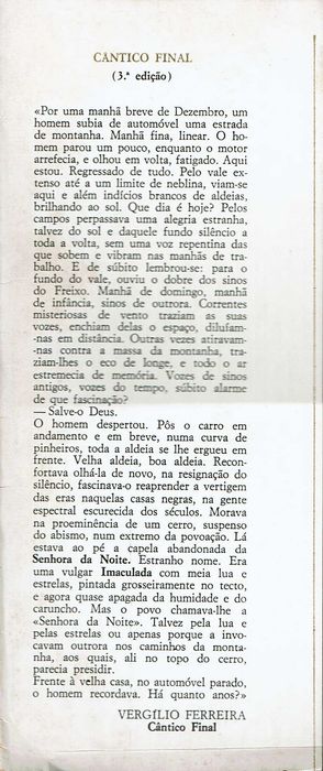 "Cântico Final" - Vergílio Ferreira