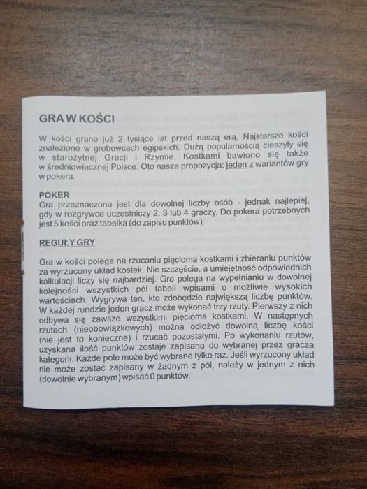 Gra w kości "Specjal"
