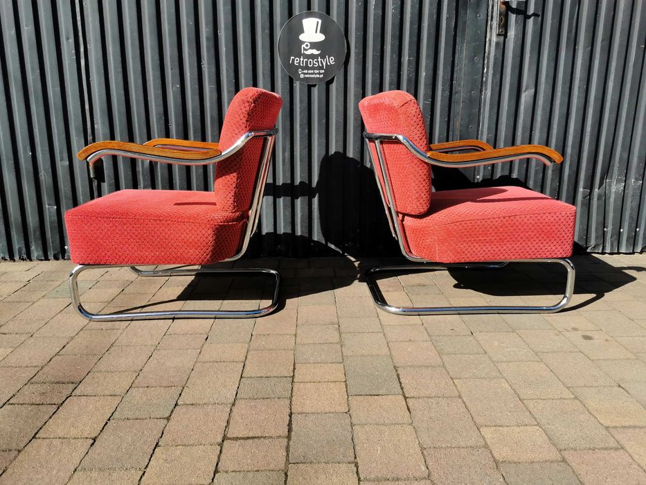 Unikatowy fotel chrom Mücke & Melder / Thonet, Czechosłowacja '30-'50