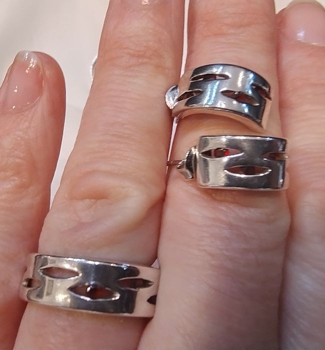 Srebrny komplet kolczyki i pierścionek