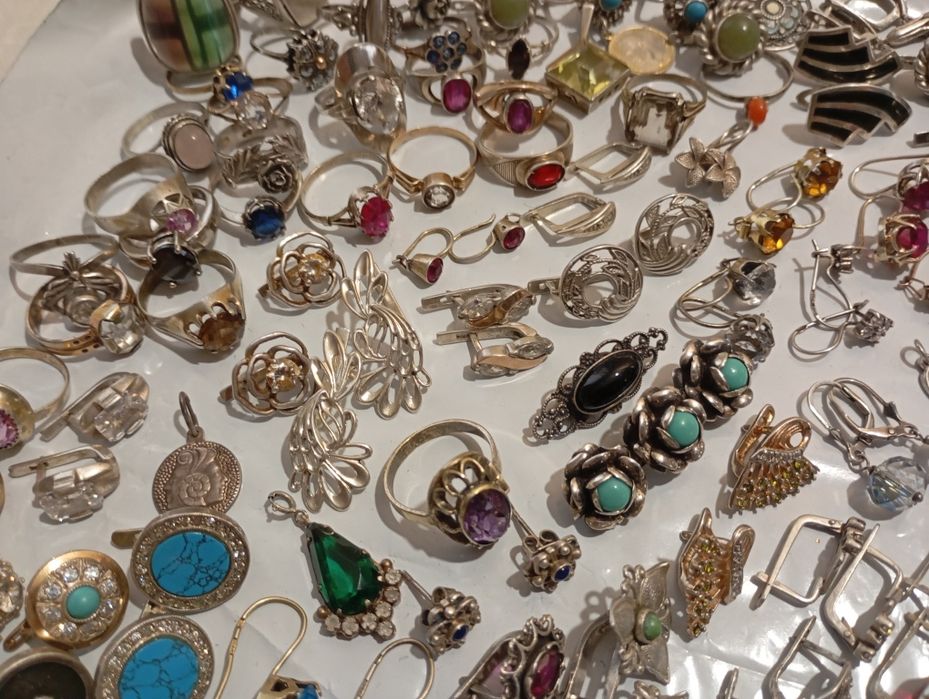 Серебряные серьги разное серебро винтаж