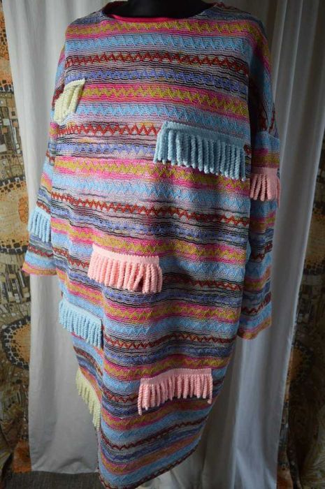 kolorowa luźna sukienka styl włoski retro oversize rozmiar uniwersalny