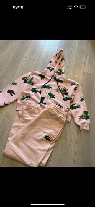 Dres komplet bluza spodnie lacoste baby pink zestaw casual