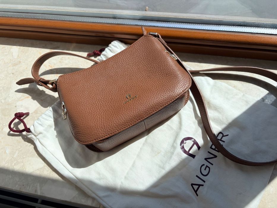 Aigner Skórzana Torba Brązowy