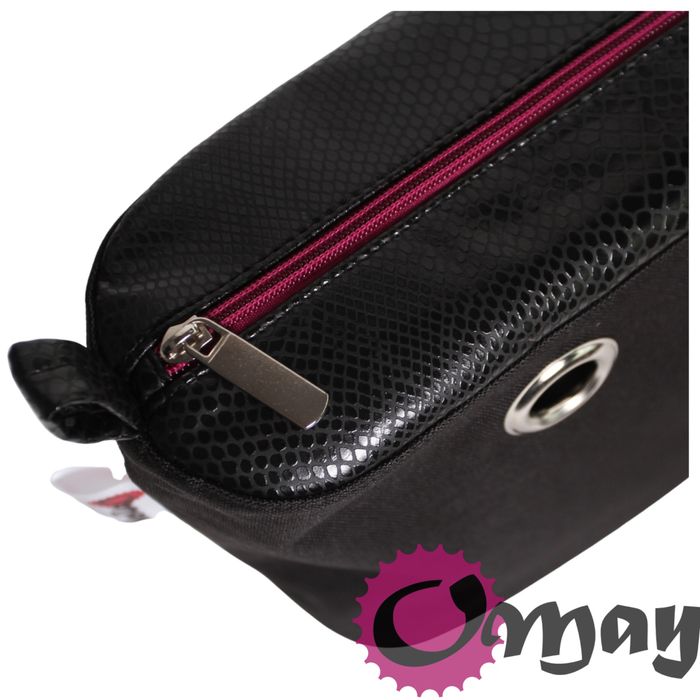 Czarny organizer do OBAG MINI eko skóra wąż wężowa RÓŻ wnętrze OMAY