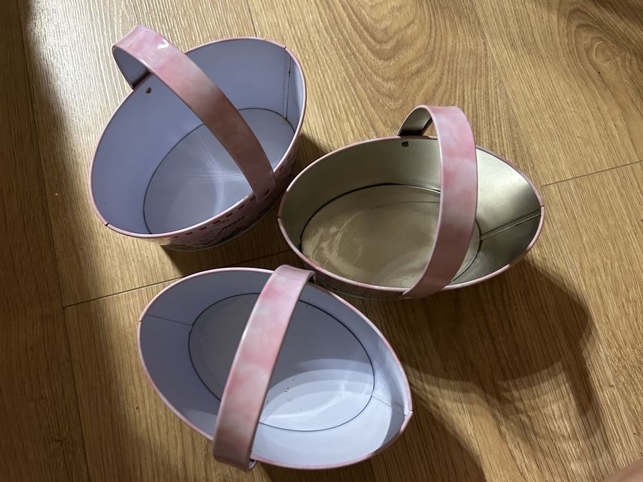 3 koszyczki wielkanocne ze składaną rączką
