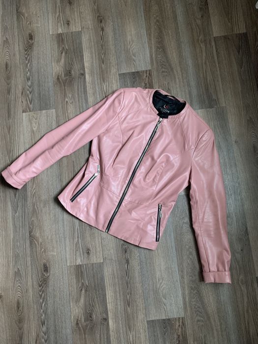 Кожанка, екошкіра, куртка жіноча, куртка екошкіра рожева