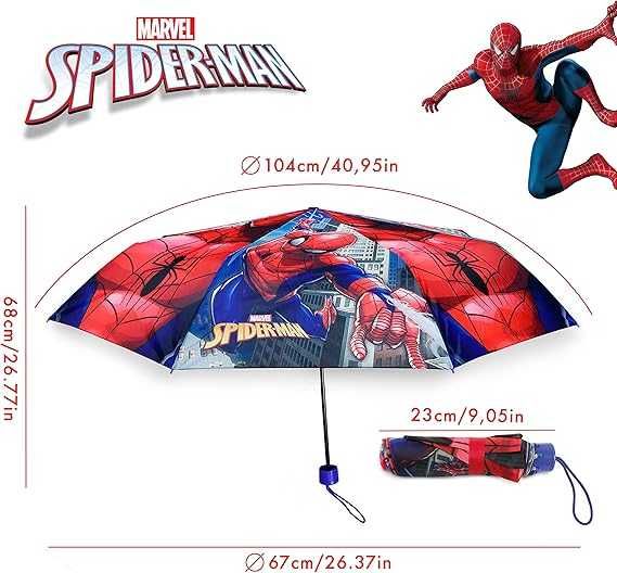 BONNYCO Parasol Dziecięcy Spiderman Składany Antywiatrowy 23 cm