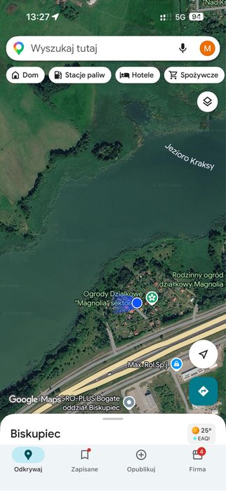 Dzialka ogrodowa ROD nad jeziorem z domkiem 36m2