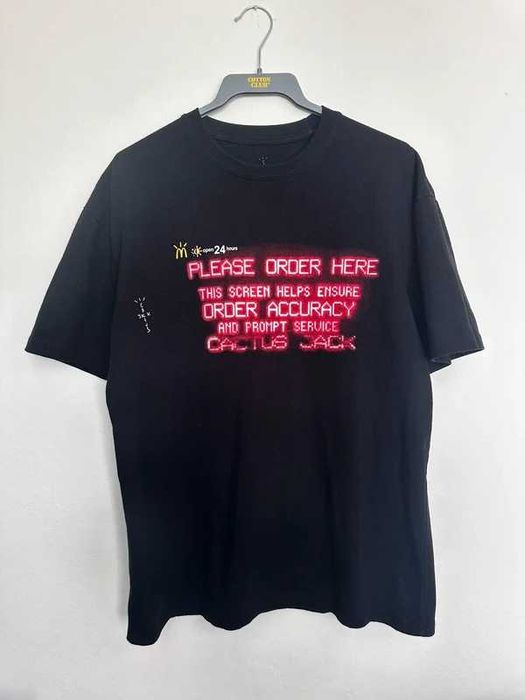Travis Scott x McDonald's Order Here T-Shirt Cactus Jack Nightcrawler Black 2020 Rare