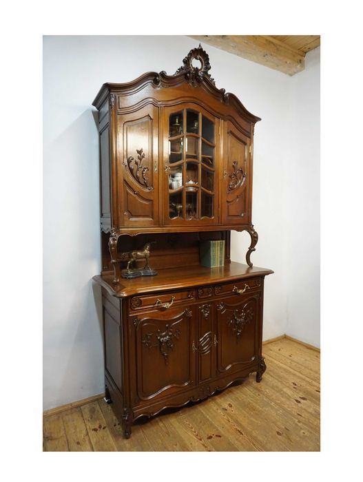 STARY KREDENS ludwik rocaille mahoń z przeszkleniem