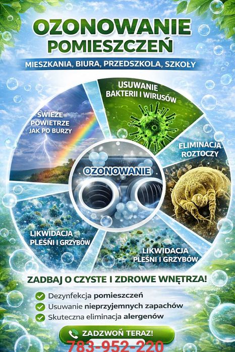 Ozonowanie pomieszczeń mieszkalnych i użytku publicznego