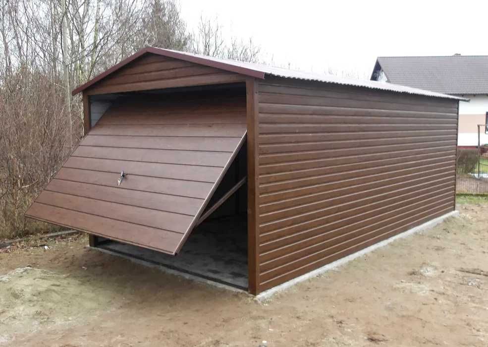 Garaż blaszany PREMIUM 6x5 drewnopodobny / RAL