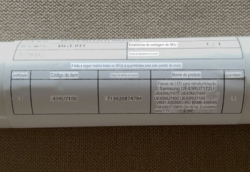 Barras de LED Samsung TV 43”