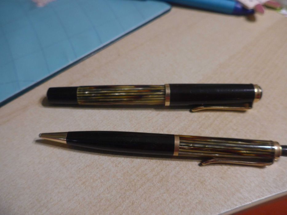 Oryginalne pióro i ołówek Pelikan M400, szylkret, złota stalówka