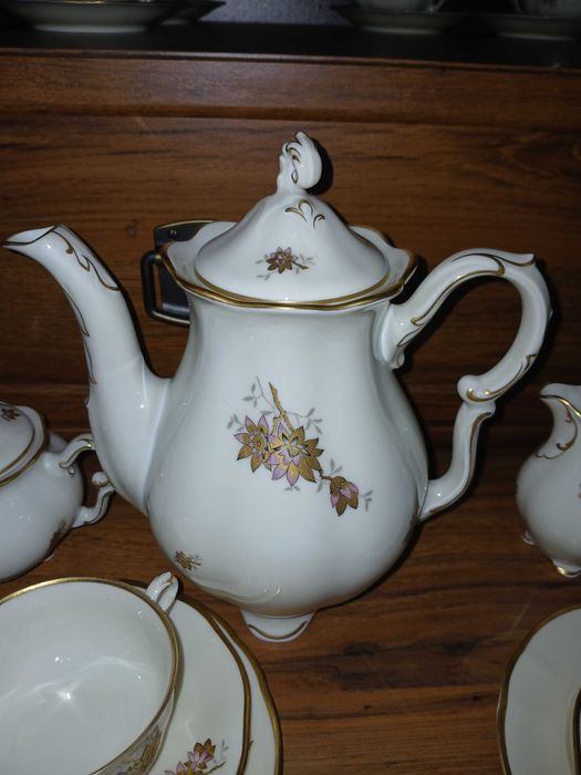 Stary serwis PirkenHammer ecru ze łotem do kawy