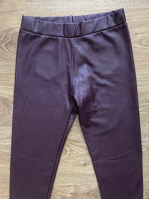 Legginsy Spodnie Skórkowe Bordowe Rozmiar 40 L