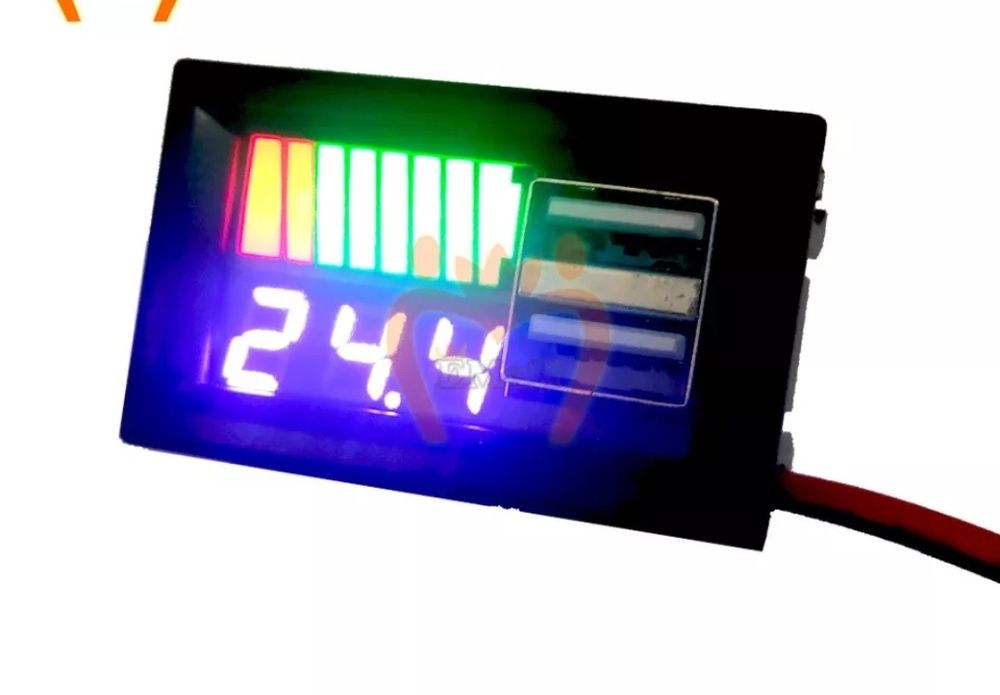 Вольтметр, тестер заряда, индикатор батареи. ЗарядкаUSB 5V2A DC12-24 v