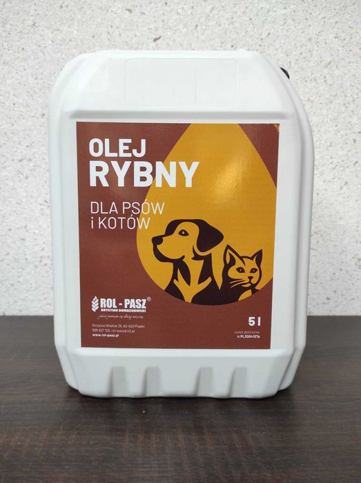 Olej rybny dla psów kotów 5l na błyszczącą sierść